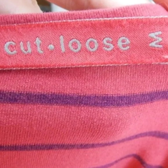 Cut Loose Pink Striped Asymmetrical Top - Picture 2 of 3